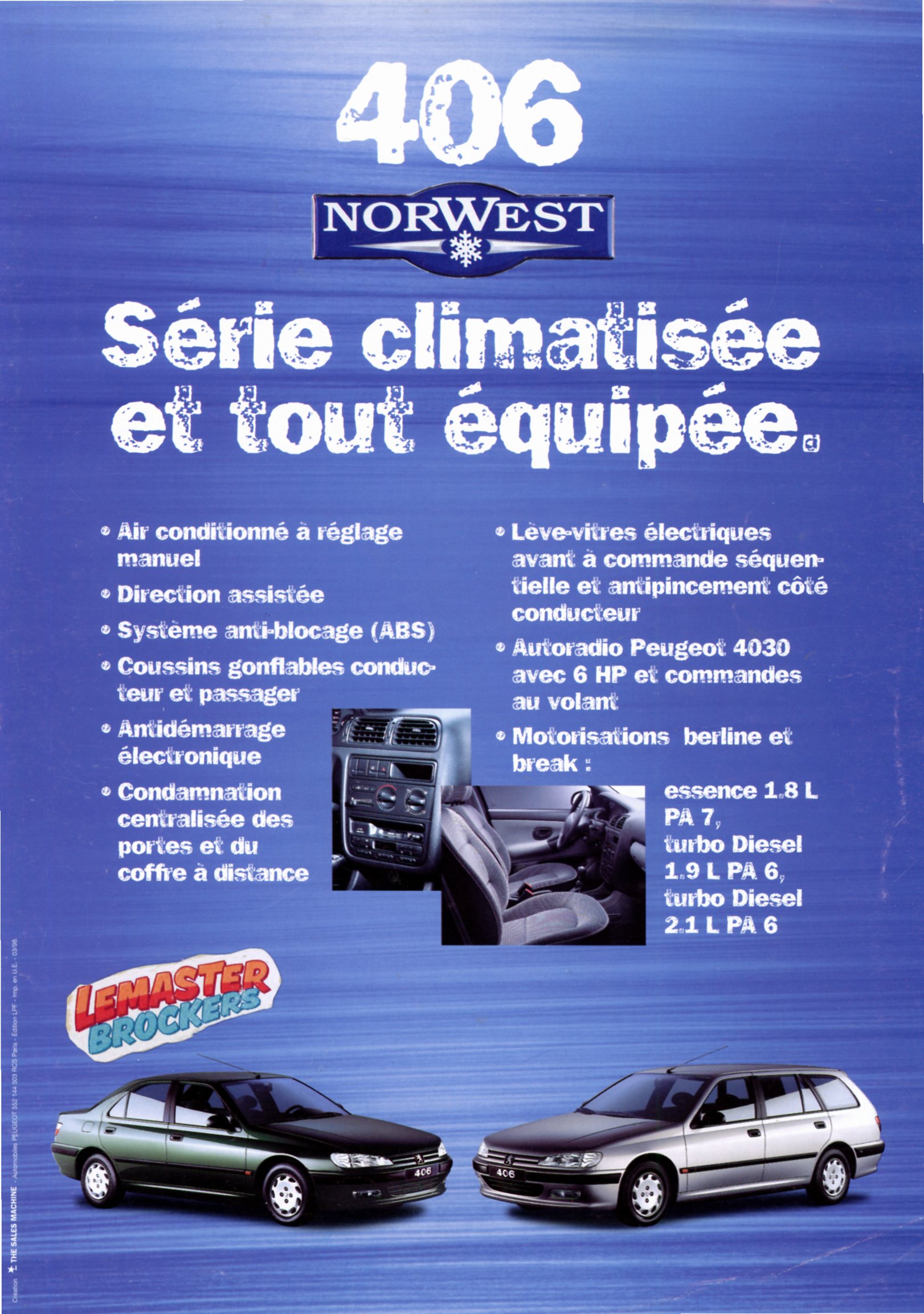 Affiche publicitaire de la Peugeot 406 de première génération (1995-1999)