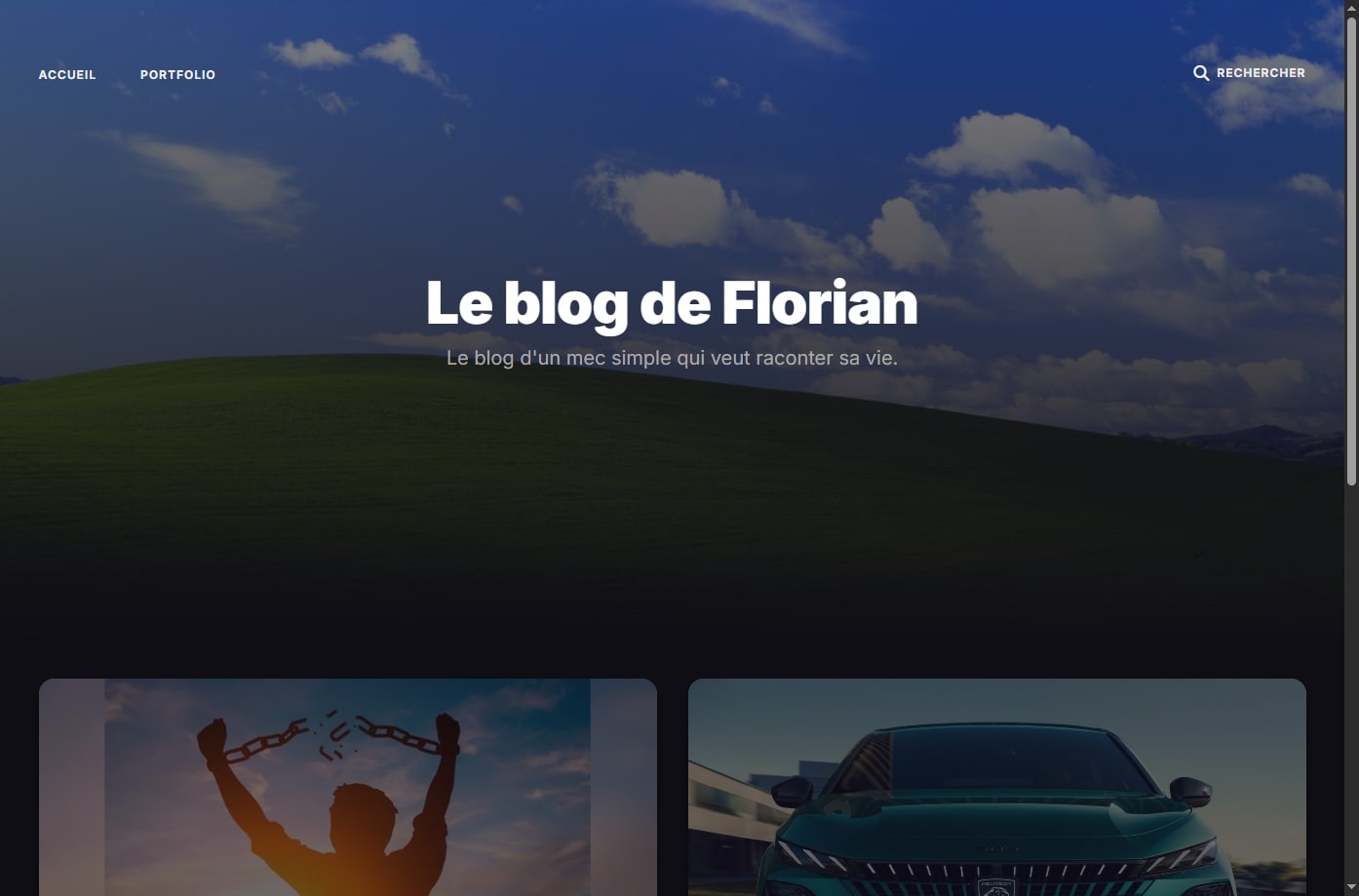 Page d'accueil de mon blog personnel sous Jekyll